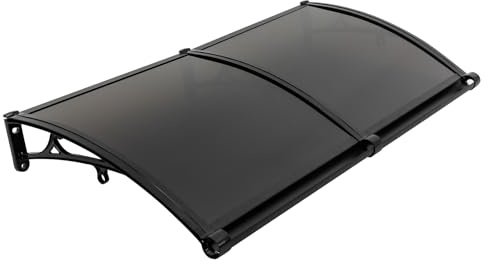 KANBCNG Marquesina para puerta de entrada de 120 x 60 cm, de aleación de aluminio, para exterior, protección contra la lluvia, para protección solar, para puerta, entrada de casa, color negro y marrón