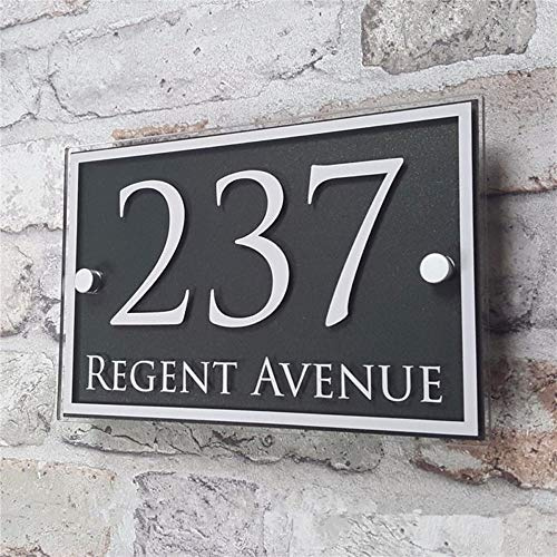 Hausnummernschild Retro Benutzerdefinierte Acryl Hausnummer Türnummer Hausschild Wohnung Straße Adresse Effect Glas Vinyl Aufkleber(20cmx140cm)