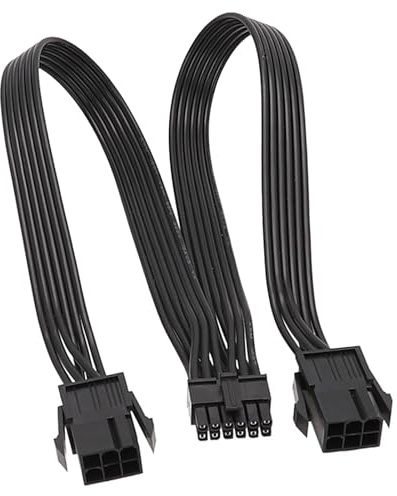 Dcfbkl Cable de extensión de alimentación PCIe GPU de 12 pines a dos pines de 6 pines para cable de alimentación de la serie RTX30 de 30 cm para tarjeta gráfica
