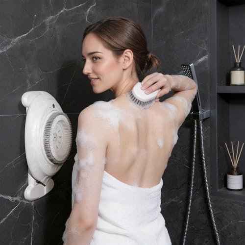 Shower Cleaner Machine, Wall Mounted Waterproof, Automatic Back Device With Handsfree Scrubbing Motor | Convenient Daily Bathing For Bathroom Apartment Dorm Hotel Men Women Family Spaces Areas