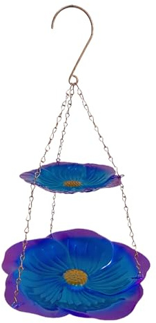 Mangeoire pour oiseaux sauvages, résistant aux intempéries, en forme de fleur, 1 pièce, mangeoire à oiseaux extérieure, support pour nourriture et eau pour animaux domestiques, double couche, pour
