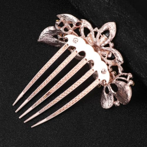Brauthaarkamm mit Strasssteinen Roter aus Legierung für Damen | Eleganter Kopfschmuck für Hochzeit und Abschlussball, Dekorativer Stil, Passend als Brautaccessoire