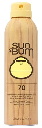 Sun Bum Original SPF 70 Sunscreen Body Spray - Broad Spectrum Moisturizing Sunscreen with Vitamin E - Hawaii 104 Act Compliant (Made without Octinoxate & Oxybenzone) - 6 oz
