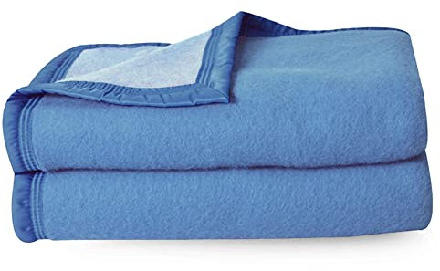 Linnea Couverture Pure Laine Vierge Woolmark 500g/m² Volta 180x240 cm Bleu Azur