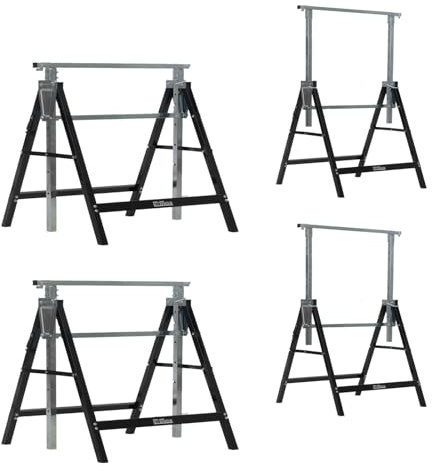 TRUTZHOLM Arbeitsbock 4er-Set, 80–130 cm, 800 kg Gesamtlast, klappbar | 7-fach höhenverstellbar, je Bock bis 200 kg, verzinkter und lackierter Stahl, 68 × 2,5 cm Auflage mit Abrutschsicherung
