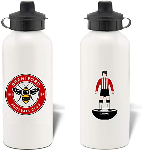 Gourde de Sport en Aluminium Personnalisable avec Figurine de Brentford, Blanc