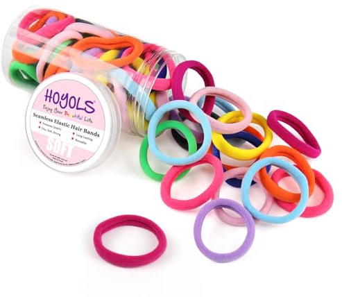 HOYOLS Seamless Hair Band Small Hair Ties Ponytail Holder No Crease Damage 4cm (10 Multi Color Set)