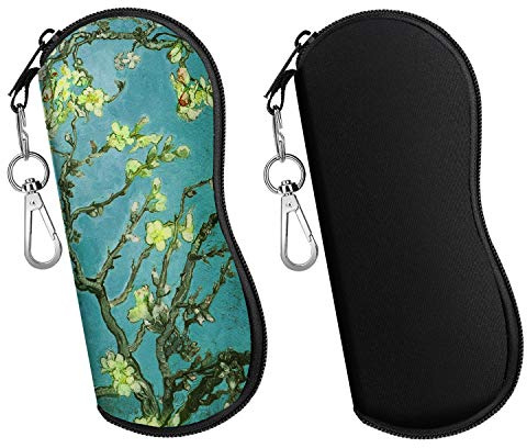 MoKo Brillenetui, 2 Stück Leicht Neopren Reißverschluss Sonnenbrille Tasche mit Gürtelclip für Brillen Rahmen Tragbare Case für Schlüssel Bleistifte Karten