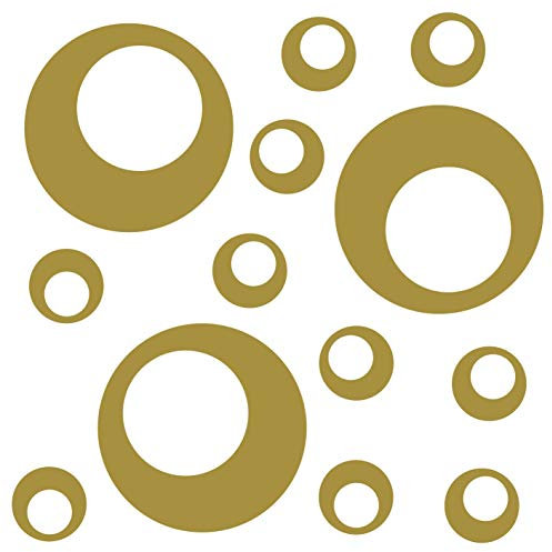 kleb-Drauf® | 13 Retro-Punkte | Gold - glänzend | Wandtattoo Wandaufkleber Wandsticker Aufkleber Sticker | Wohnzimmer Schlafzimmer Kinderzimmer Küche Bad | Deko Wände Glas Fenster Tür Fliese