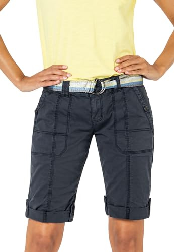 FRESH MADE Damen Bermuda Shorts mit glänzendem Gürtel