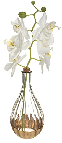 Atmosphera - Orchidée Artificielle EDI - Vase Verre - H40 cm - Blanc