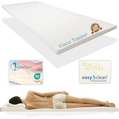 Doctorsleep Viscoelastische Matratzenauflage „MediTopper Deluxe Plus mit Memory Foam Effekt. Größe: 130x200x3cm Härtegrad 2 mit Aloe Vera EC Bezug