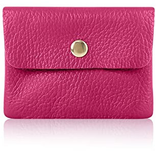 Montte Di Jinne - Women Italian Textured Soft Leather Coin Bag Coin Purse and Card Holder (Fuchsia)