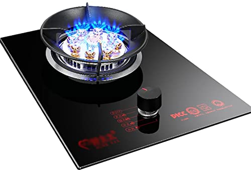 ZXFF Poêle À Gaz 33cm Cuisine De Cuisson À Gaz Intégrée, 6.0 / KW Neuf Cavity Fire Puissance Simple Tête, Gaz en Verre Trempé Gaz Simple Cuisinière À La Maison Convient Au Camping Et Aux Voyages