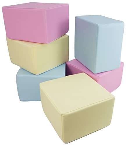 Velinda 6 Großbausteine Softbausteine Schaumstoffbausteine Spielbausteine Quader-Set (Farbe: pink, blau, gelb (Pastell))