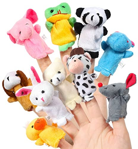 Baby Fingerpuppen Set 10 Stück Kleine Tier Fingerpuppen Plüsch Cartoon Handpuppe Spielzeug für Kinder