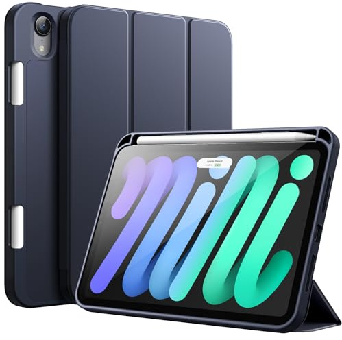 JETech Case for iPad mini A17 Pro/6th Gen (2024/2021), Navy | Soft TPU Protection, Pencil Holder, Tri-Fold Stand, Auto Wake/Sleep, Lightweight Shockproof Cover