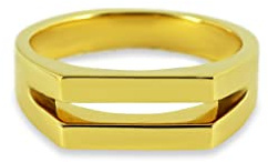 Herren Ring Silber und Gold aus 925 Sterling Silber (18k vergoldet) poliert handgemachte Fläche minimalistisch hochwertiger moderner Herrenschmuck aus Deutschland (Gold, 64)