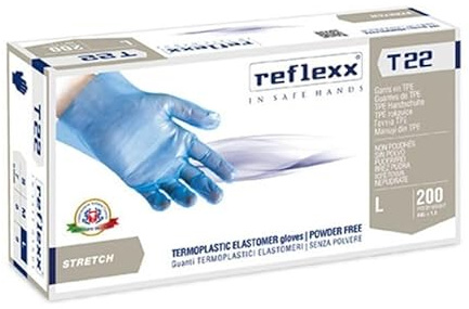 Guanti Reflexx T22 in PE blu – 200 pezzi (M)