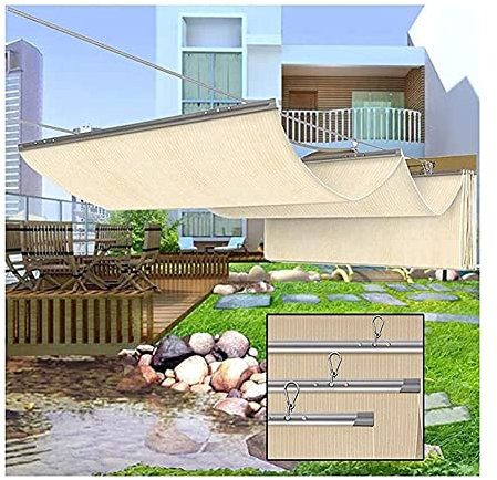 Tenda parasole a vela, pergola, gazebo per esterni, tenda da giardino, tenda parasole estensibile in poliestere con kit di montaggio (colore: beige, dimensioni: 1,3 x 4 m)