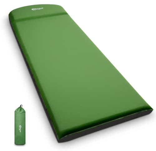 PORTAL Isomatte mit Schaumstoff Selbstaufblasend Camping 2X schneller Aufblasen Schlafmatte Luftmatratze Outdoor mit Kissen Campingmatratze für Rucksackreisen Autoreisen und Wandern Grün