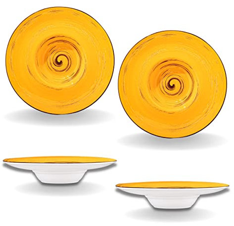 Wilmax - Piatti fondi SPIRAL - 2 pezzi - Eleganti - Moderni - Resistenti - Porcellana smaltata - Resistenti ai graffi - Lavabili in lavastoviglie - Per zuppe, insalate - Diametro: 24 cm