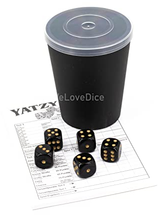 DiceCupFlex - Flexibler Würfelbecher mit Deckel inkl. 5 Würfel & Block - Made in Germany