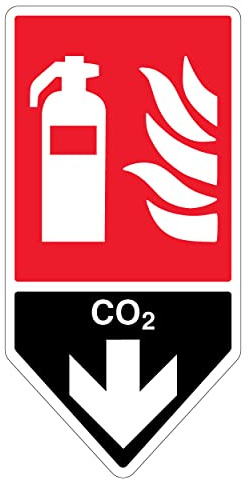 Señal de seguridad con forma de VSafety – Extintor Co2-200 x 400-1 mm, plástico rígido
