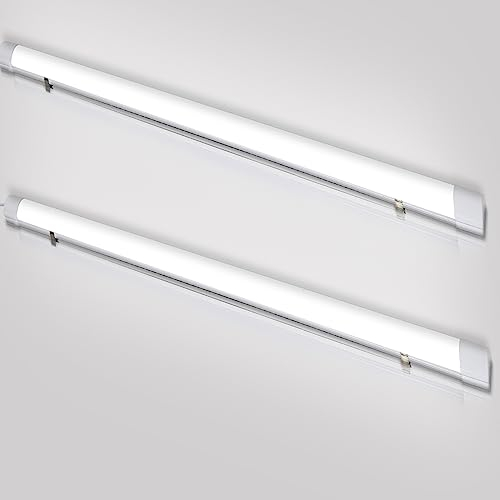 Herrselsam LED Feuchtraumleuchte 150cm, 48W Röhre 3600LM 4000k Neutralweiß, IP65 Wasserfest Wannenleuchte, Werkstatt Deckenleuchte für Garage Büro, 2er