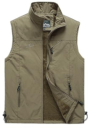 Btmpmcs Hommes Polaire Gilet en Hiver Ultra Légère Veste Padded Bodywarmer de Sport sans Manche Coupe-vent Gilet de Pêche Photographie en Plein air Manteau Matelassée Epais en Chaud