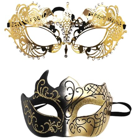 YULIAO 2 Stück Venezianischen Maske Augenmaske Sexy Venezianischen, Maskerade, Karneval Abschlussball Maske, Augenmaske Sexy für Karneval Halloween Cosplay