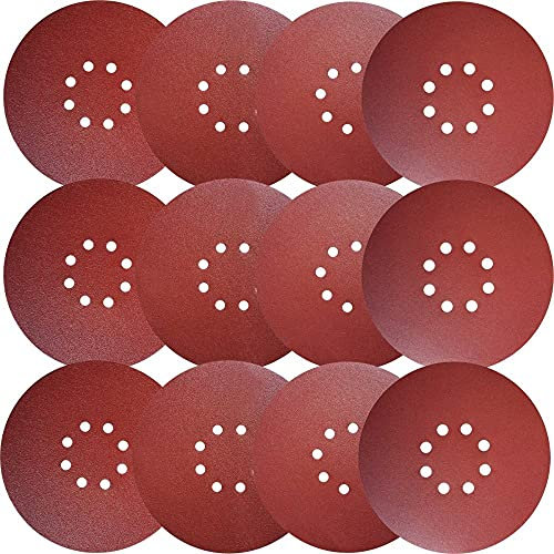 5 PCS 9 Pouces 8 Trous Crochet Boucle Papier Abrasif 60-2000 Grains 225mm Disque de Ponçage Abrasif pour Cloison Sèche Ponceuse Finition de Meubles en Bois,240