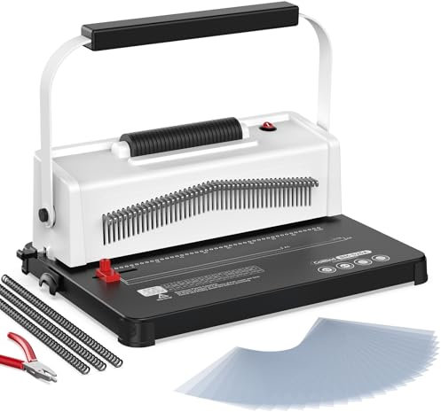 Epoium Binding Machine Spiral Bound Manual 20 Hole Punch with Electric Coil Insert, Professional & Customizable Binding for Book Press, Paper, Folder Book, Notebook, White