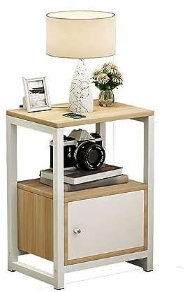LaYaQbin Nachttisch Beistelltisch, Kleiner Nachttisch aus Holz und Metall, europäische Möbel, Sofa-Seitenschrank, multifunktionale Aufbewahrung