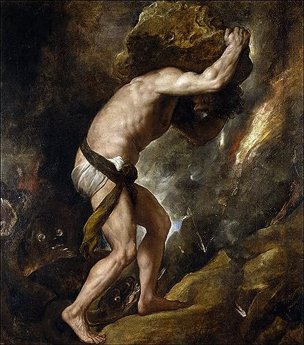 MNMSBFXQ Reproduktion Leinwanddruck und Poster Wand-Kunst Bild Sisyphus Von Tiziano Vecelli Leinwand Wandkunst für Wohnkultur 60x90cm