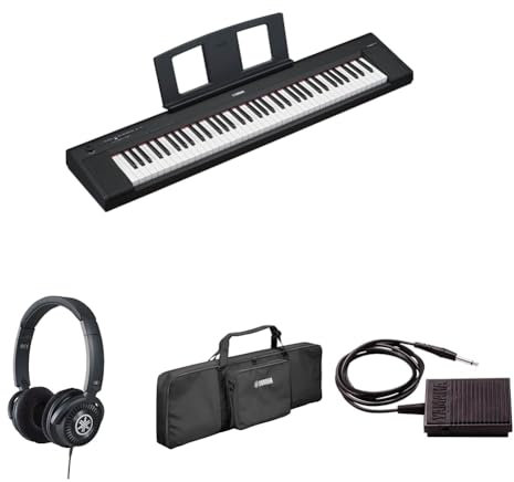 Yamaha NP-35 Piaggero Digital Keyboard with 76 Graded Soft-Touch Sensitive Keys bundled with HPH-150 Headphones, Keyboard Bag SC-KB630, and Sustain Pedal