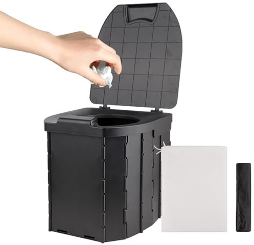 Faltbare Campingtoilette, tragbare Campingtoilette für Erwachsene | Tragbare Toilette für Camping mit Deckel | Klappbare Toilette für Erwachsene zum im Freien, lange Reise, Boot, Auto