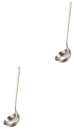 Ciieeo 2pcs Chinese Soup Spoon Filter Hole Stainless Steel Oil Filter Spoon Long Handle Ladle Hot Pot Tool Kitchen Strainer
