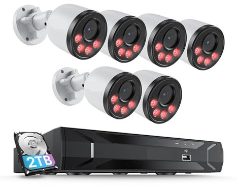 Telecamera WiFi Esterno Senza Fili, Kit Di Telecamere Di Sicurezza 8CH 4MP HD POE NVR H.265 Telecamere IP For Registrazione Domestica Esterna CCTV Set Di Videosorveglianza per la sicurezza domestica(8