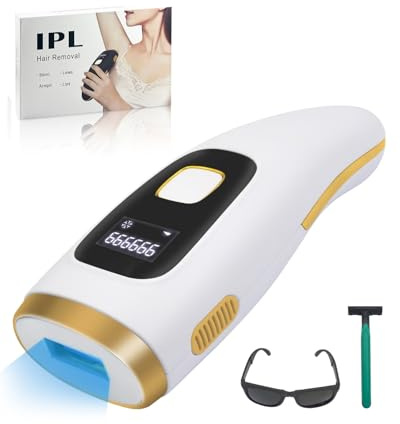 Lorrtta Epilatore Luce Pulsata 999,900 Impulsi Epilatore Laser con Display LED, 5 Livelli di Energia Modalità Automatica e Manuale Laser Epilatore a Luce Pulsata per Donne, Braccia,Ascelle,Gambe