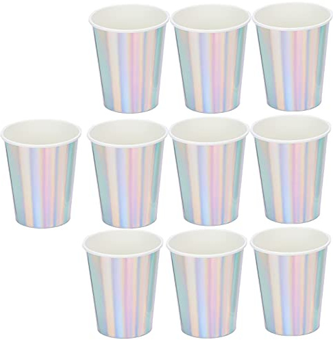 Lot de 20 Gobelets Jetables en Carton, Gobelets Compostables s, Couleur Argenté Métallisé, 250ml, pour Fête d'Anniversaire, Festival, Mariage, Soirée, Vaisselle Jetable