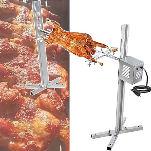 RôTissoire à Broche Pour Porc, RôTissoire Robuste En Acier Inoxydable 15/45 W, Grande Grille, RéChaud De Barbecue RéGlable En Hauteur, Jusqu'à 30/120 Kg, Pour ExtéRieur,45W