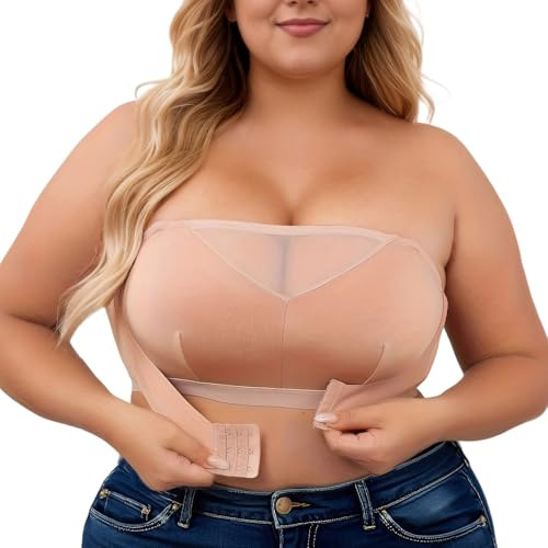 Trägerloser BH Push Up Bandeau Top Damen Bandeau BHS ohne Träger Rutschfester mit EIN Paar Klebe-BH Strapless Bra ohne Bügel - 3XL