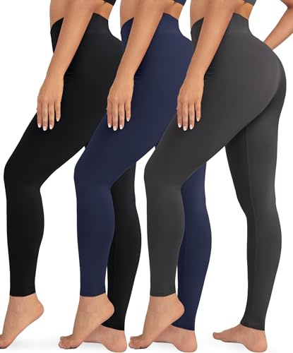 VALANDY Creamlush 3 Pack Leggings for Women High Waisted Tummy Control Leggings Buttery Soft Yoga Pants（S-5XL）