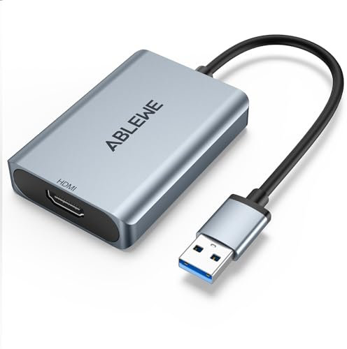 ABLEWE Adattatore USB a HDMI, USB 3.0/2.0 a HDMI 1080p Full HD Video Audio Multi Monitor Convertitore Adattatore per PC HDTV Compatibile con Windows XP 10/8.1/8/7