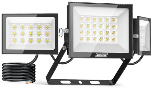 Sararoom 200W LED Strahler mit Bewegungsmelder 20000LM 6500K Kaltweiß Scheinwerfer Fluter Flutlicht, IP65 Wasserdicht Außenleuchte Wandleuchte Sicherheitsleuchte für Garten Garage Hinterhof Sportplatz