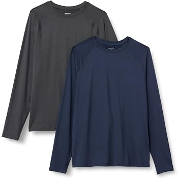 Amazon Essentials Men's Active Quick Dry Tech Stretch Lightweight Long-Sleeve T-Shirt (Available in Big&Tall), Multipacks