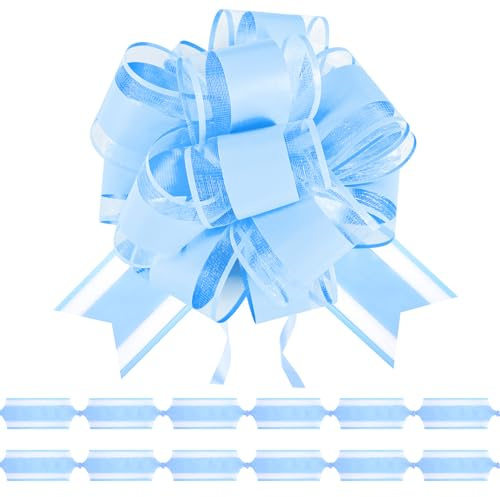 jijAcraft Babyblau Große Geschenkschleife 15cm: 12 Stück Schleife Geschenk für Geschenkverpackung, Matt Ziehschleifen mit Band, Schneegarn Dekoschleife für Hochzeit, Geburtstag, Auto Dekor