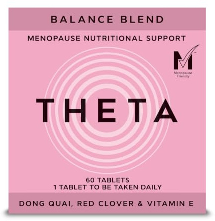 THETA – Balance Blend Menopause & Perimenopause Supplement, 60 Tablets | Menopause & Perimenopause Supplements for Women with Dong Quai, Red Clover & Vitamin E.MTick Certified 2 Month Supply.
