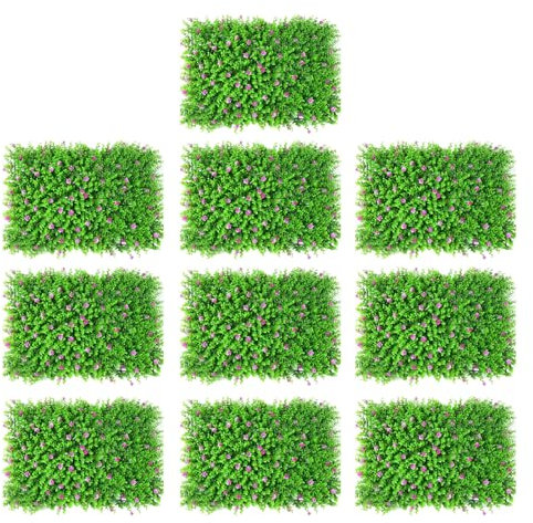 Uqezagpa Artificial Boxwood Hedge Mat Decorative Artificial Boxwood Mat with Flower for Room & Garden
